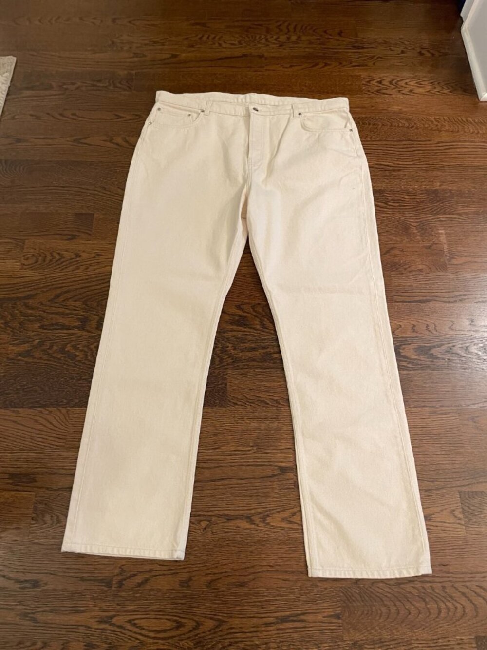 Djerf Avenue Unisex 33 UR AN ANGEL Ivory Relaxed 100% Cotton Jeans Scandinavian